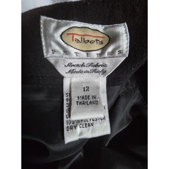VTG Talbots Dress Pants Wool Black Flat Front Career Suit Trouser Y2K 12 Petite - Picture 4 of 9